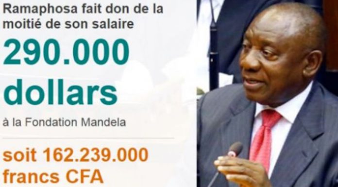 Ramaphosa offre la moitié de son salaire à la Fondation Mandela