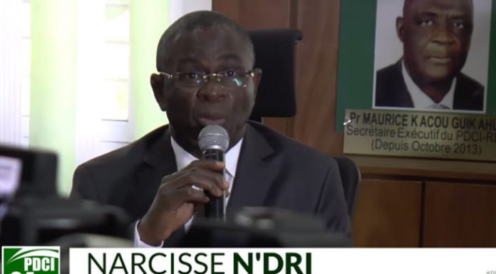 Conférence de presse du PDCI RDA animée par le secrétaire Exécutif en chef le professeur Mauricie ka