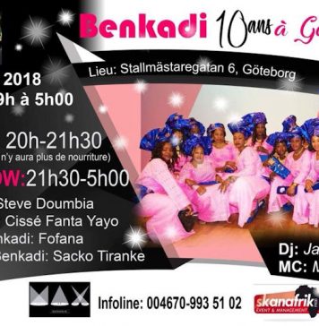 Agenda: Benkadi 10 ans à Göteborg Samedi 29 Septembre (Suède)