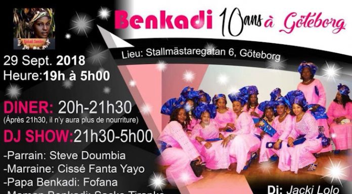 Agenda: Benkadi 10 ans à Göteborg Samedi 29 Septembre (Suède)