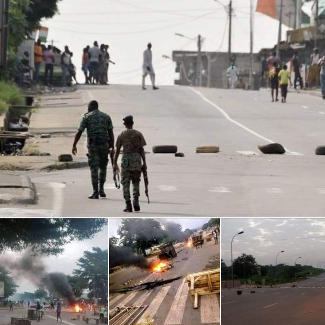 Ça se passe à Yamoussoukro. Du jamais vu de l'histoire de la capitale politique de notre pays. Incroyable, mais vrai, la ville de Nanan Boigny vient de perdre sa tranquillité légendaire. C'est une réalité. Ça se passe au quartier 220 Logement et au quartier Assabou de la ville. Une population face à une police après des heurts suite à une action d'auto-défense de leur quartier contre l'agression de probable arrivée des microbes. La police qui a toujours protégé ces tueurs et violeurs du RDR-RHDP contre la population, a violamment dispersé ces jeunes. Selon plusieurs témoignages, des tirs de gaz lacrymogènes ont été entendus dans différents quartiers de la ville plus précisément au quartier habitat (carrefour 44) et Quartier Assabou (carrefour maquis lass vegas). Au passage, il faut saluer la résistance du peuple ivoirien, qui aux mains nues affrontent les kalach, gourdins, machettes de la milice du parti au pouvoir. Dans quelques temps cette épisode de Ouattara tournera pour de bon et le ivoiriens retrouveront une véritable paix. Ce sera la libération de la Côte d'Ivoire du RHDP et des microbes. À compter du 31 octobre 2020, à minuit, Ouattara ne sera plus le locataire du palais de la présidence de la République de Côte d'Ivoire. Car il aura terminé ses deux quinquennats imposés par la constitution ivoirienne. Il le sait et la Côte d'Ivoire le sait.