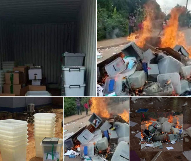 BETTIÉ / LA COLÈRE DU PEUPLE TOUT LE MATÉRIEL ÉLECTORAL EST PARTI EN FUMÉE