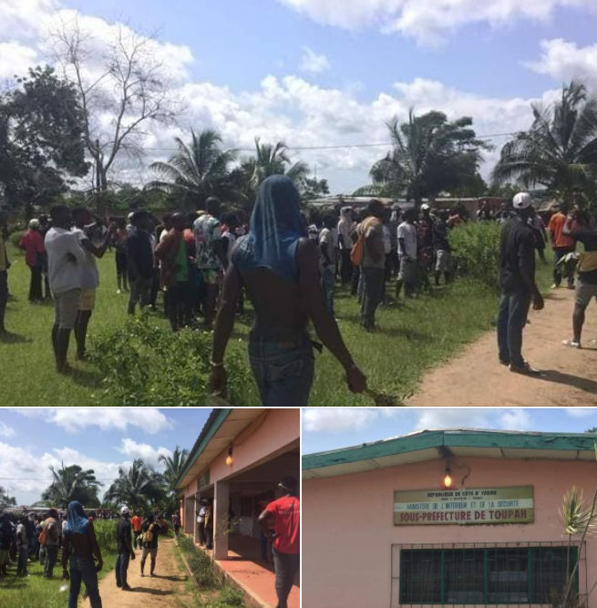 TOUPAH, une sous-préfecture de Dabou ou je suis né les locaux de la sous-préfecture sont totalement contrôlée par la population. La gendarmerie chassée de la ville. Pas de travail avec Ouattara au pouvoir.