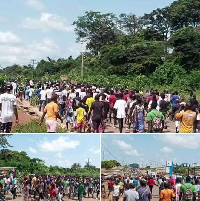 DAOUKRO, Les villages environnants ont rallié la ville ce lundi matin 9/11/2020 pour apporter du renfort à la désobéissance civile.